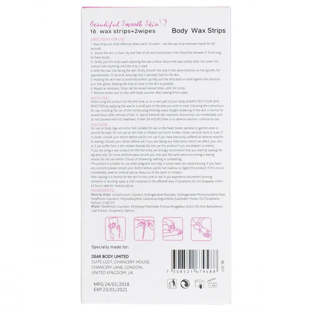 BODY LUXURIES WAX STRIPS CLASSIC 16 2 PC BASIC