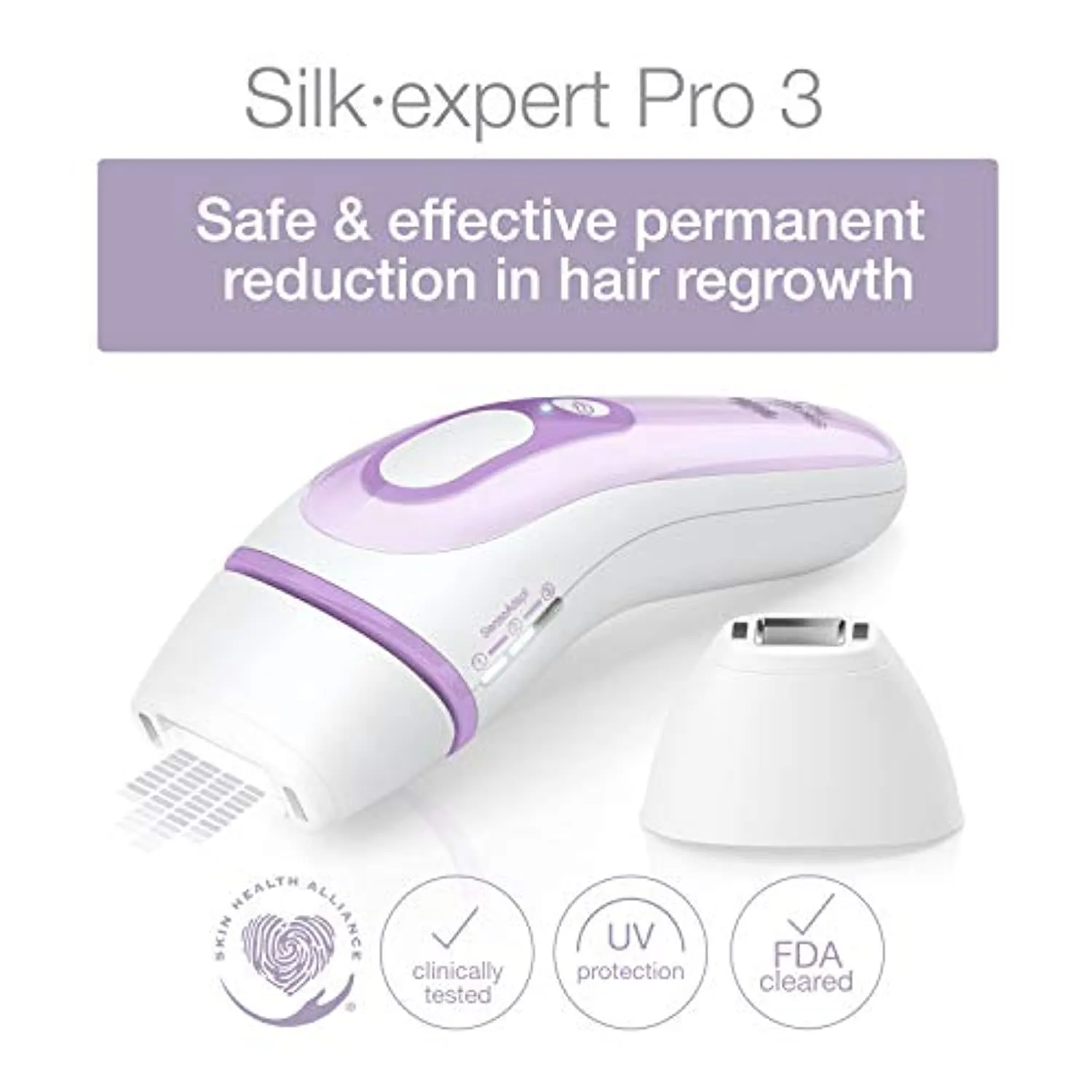 Braun IPL Hair Removal for Women and Men, Silk Expert Pro 3 PL3111 with Venus Smooth Razor, FDA Cleared, Permanent Reduction in Hair Regrowth for Body & Face, Corded