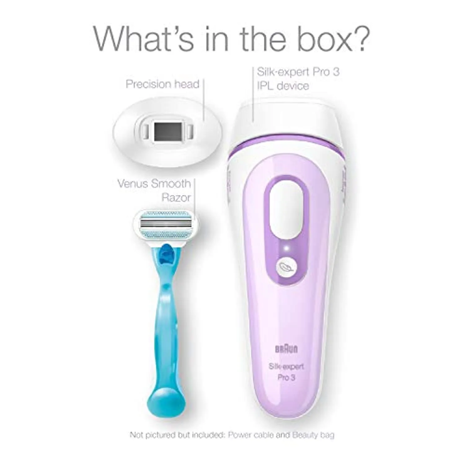 Braun IPL Hair Removal for Women and Men, Silk Expert Pro 3 PL3111 with Venus Smooth Razor, FDA Cleared, Permanent Reduction in Hair Regrowth for Body & Face, Corded