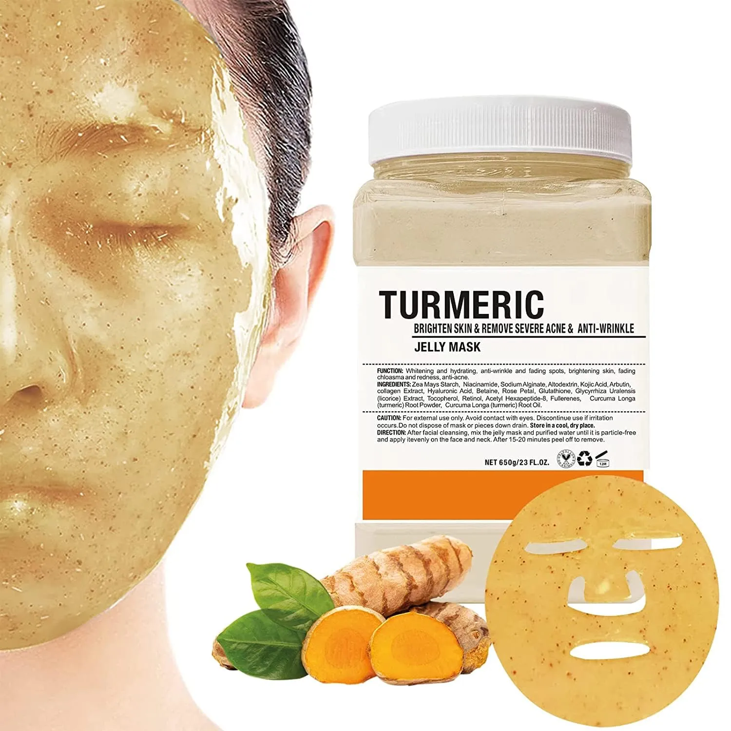 BUFF. BEAUTY Jelly Mask Peel-Off Face Mask, Bikini, Jelly Mask Underarms Area Peel Mask - Multiple Flavors - Home and Professional Size 23oz (Turmeric) Hydrafacial, mascarillas para la cara facial
