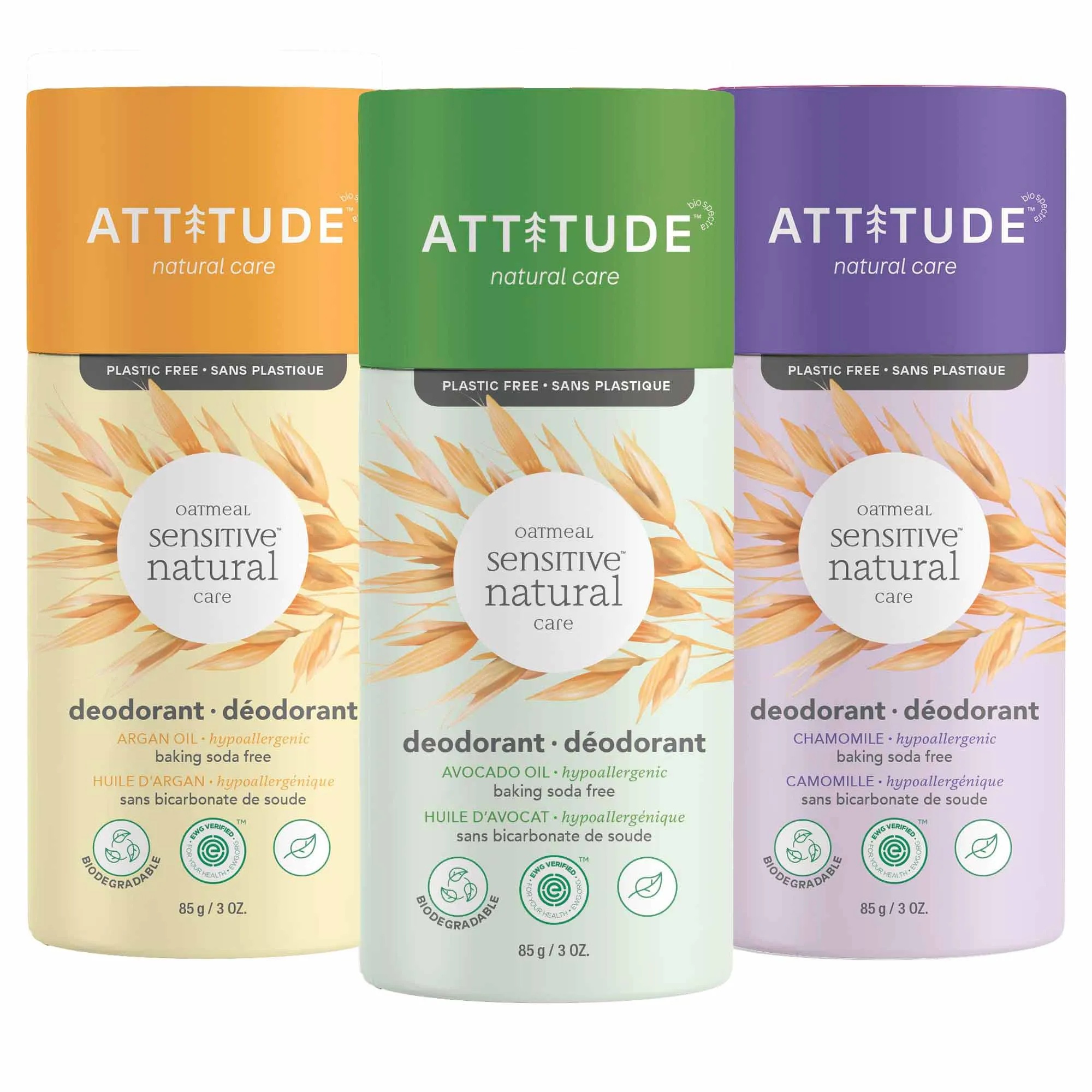 Bundle of 3 Baking Soda Free Deodorant : SENSITIVE SKIN : Fresh scents mix