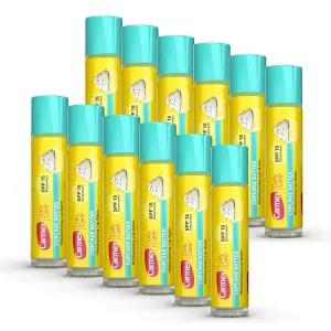 Carmex Daily Care Moisturizing Lip Balm with SPF 15, Cupcake Batter Lip Balm Sticks, 0.15 OZ Each - 12 Count