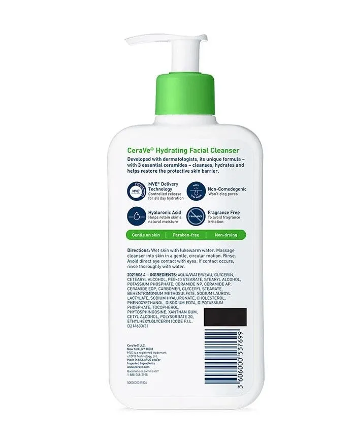 CeraVe Hydrating Face Wash, Facial Cleanser for Normal to Dry Skin, 16 fl. oz