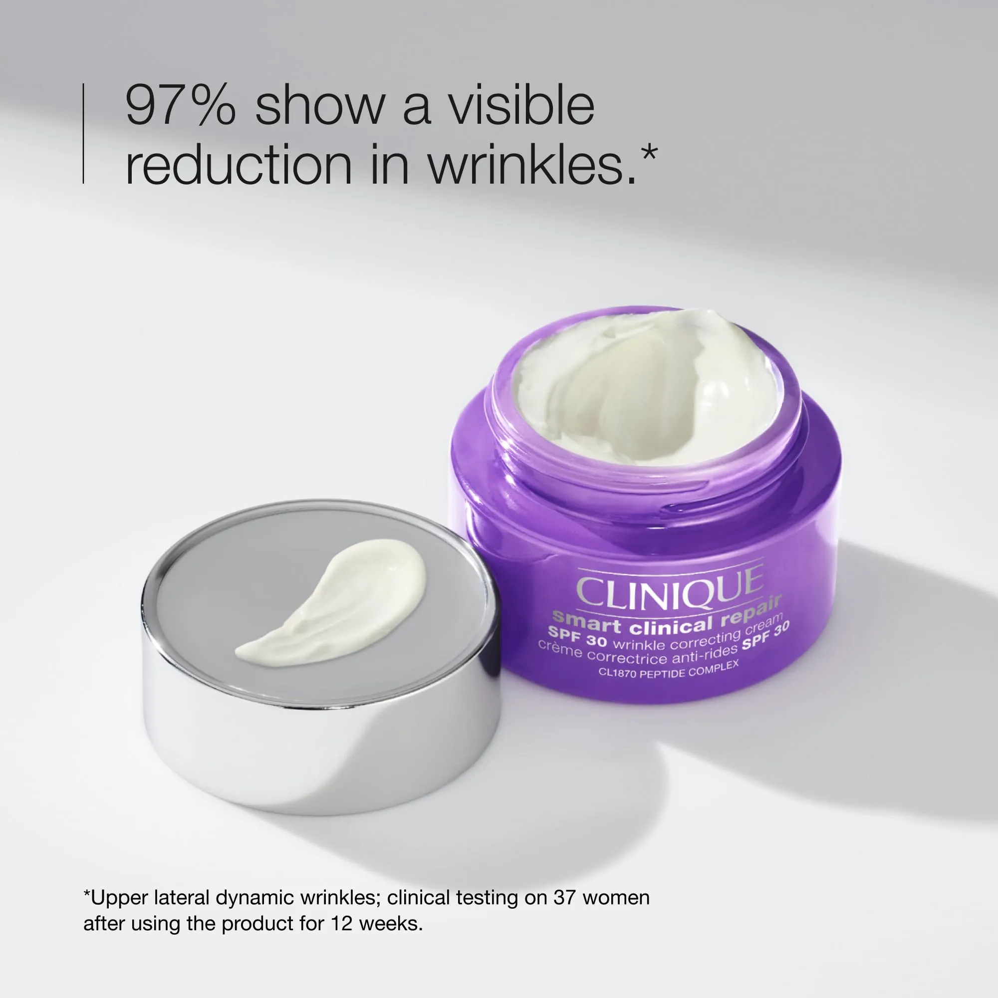 Clinique Smart Clinical Repair Broad Spectrum SPF 30 Wrinkle Correcting Cream with Peptides, Hyaluronic Acid   Glycerin | Protecting   Repairing, Mini Travel Size, 0.5 Fl Oz