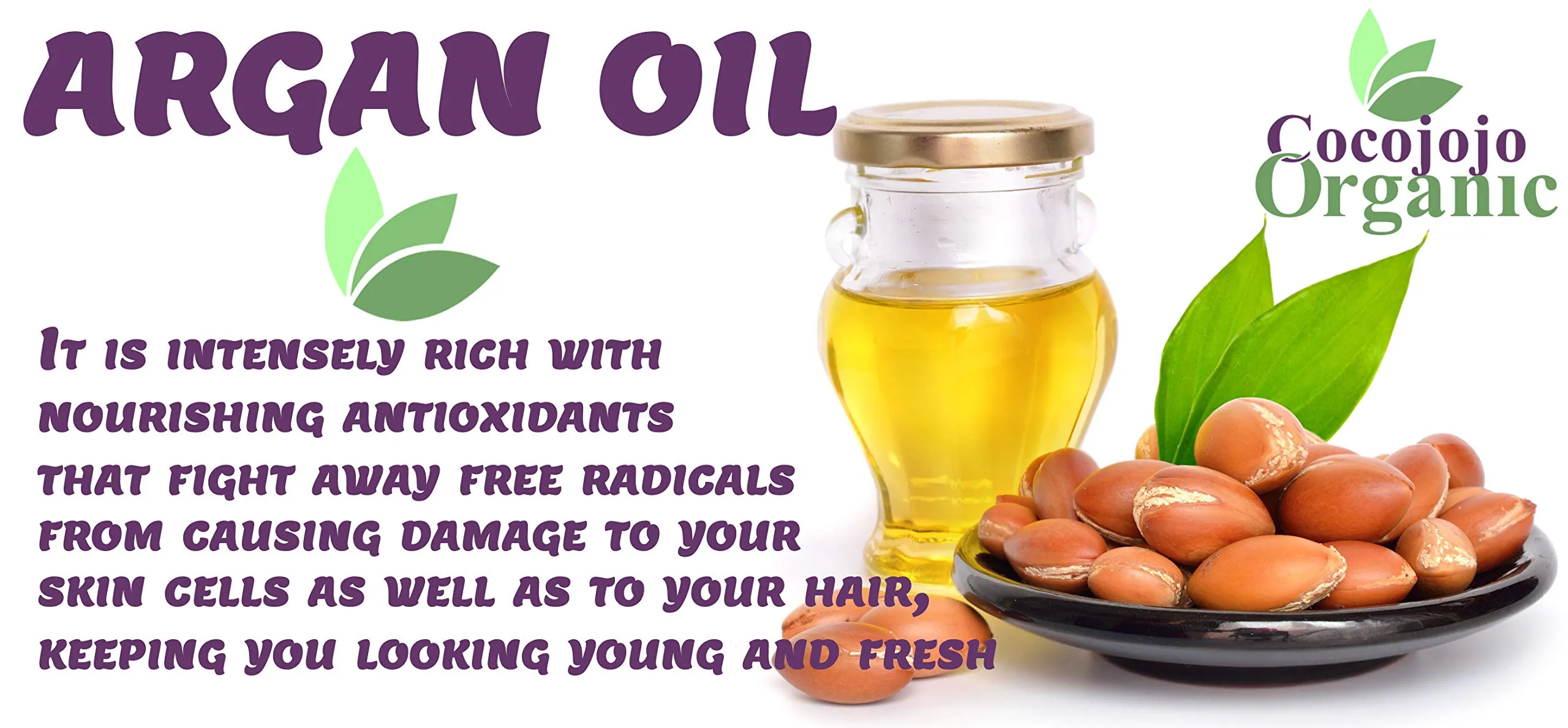 cocojojo Argan Oil Deodorized, Argan Oil for Hair, Hair Treatment Oils, Hair Oils, 100% Pure Argan Oil Organic, Argan Oil for Face, Unrefined Unscented Cold Pressed Extra Virgin - 16 Oz