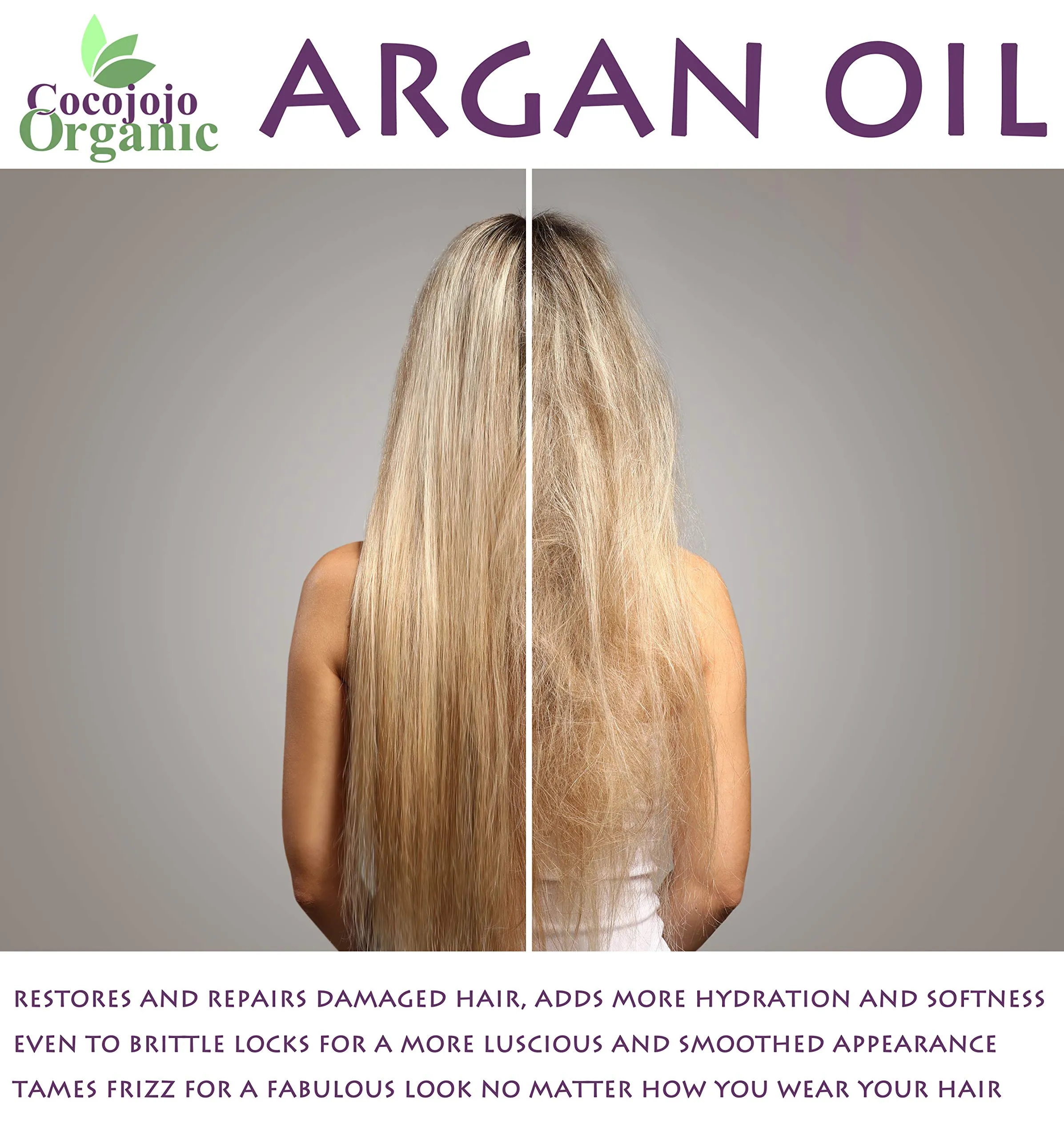cocojojo Argan Oil Deodorized, Argan Oil for Hair, Hair Treatment Oils, Hair Oils, 100% Pure Argan Oil Organic, Argan Oil for Face, Unrefined Unscented Cold Pressed Extra Virgin - 16 Oz