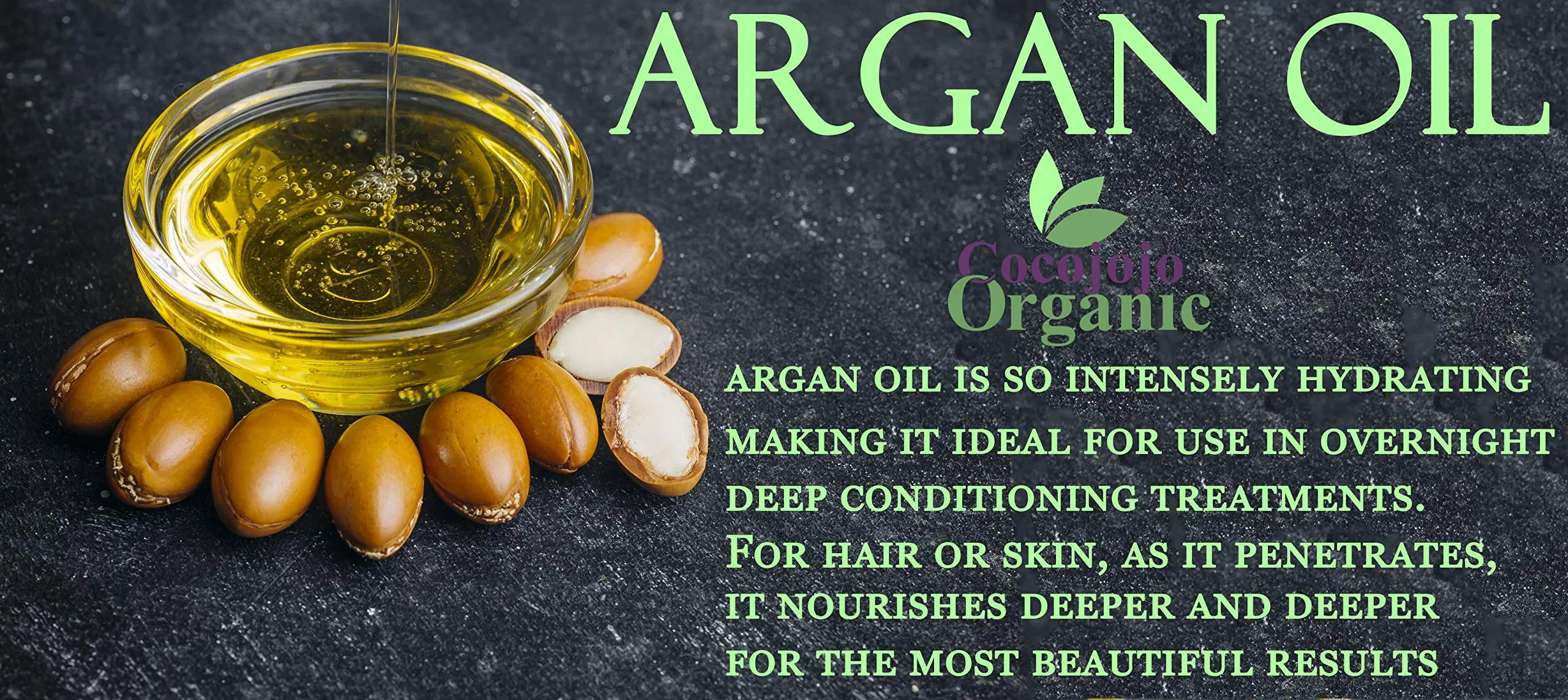 cocojojo Argan Oil Deodorized, Argan Oil for Hair, Hair Treatment Oils, Hair Oils, 100% Pure Argan Oil Organic, Argan Oil for Face, Unrefined Unscented Cold Pressed Extra Virgin - 16 Oz