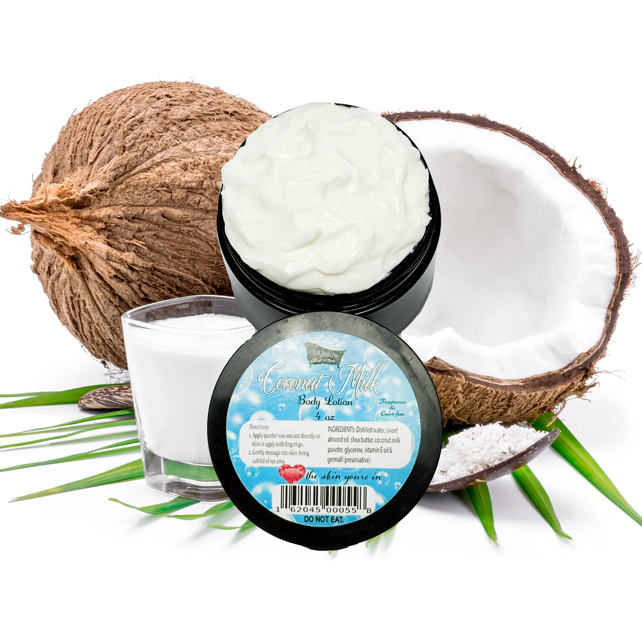 Coconut Milk Fragrance Free Organic Moisturizing Body Lotion Shea Butter 4 oz