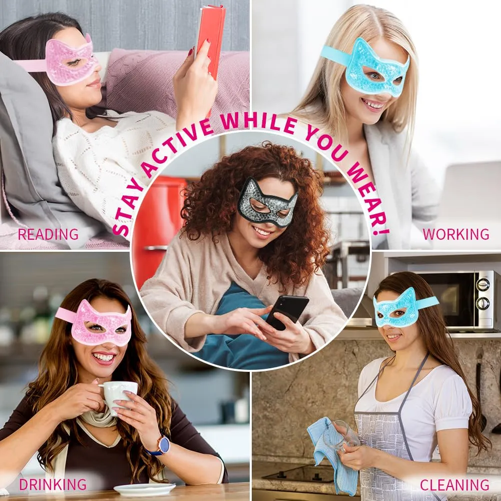 Conbella Cooling Eye Mask, Gel Eye Mask Hot Cold Use, Cold Eye Mask for Puffy Eyes, Dry Eyes, Headaches, Migraines, Sinus, Dark Circles (2 pink)
