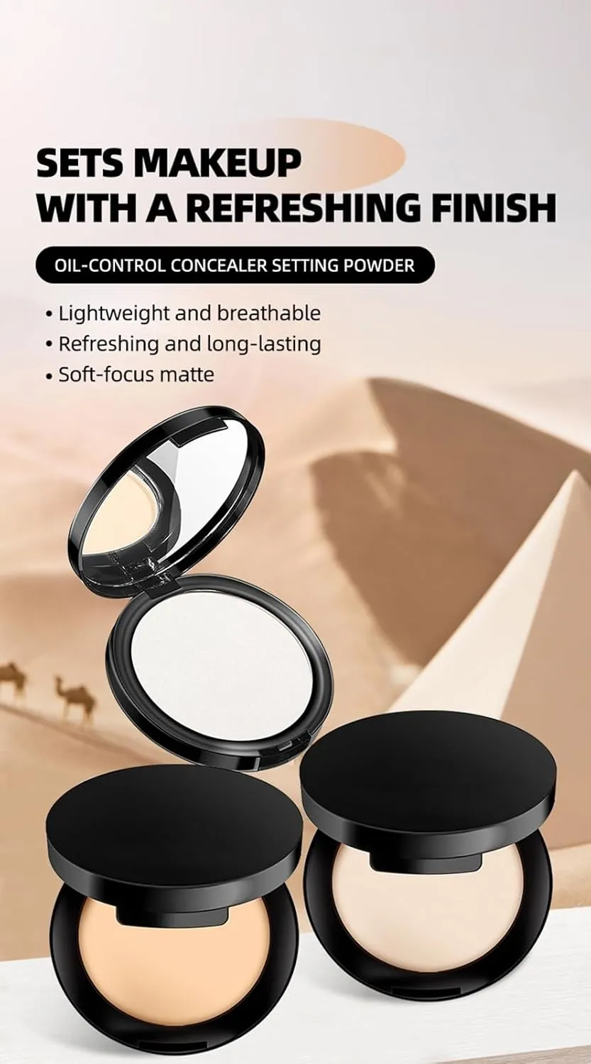 Control Concealer Setting Powder - Lightweight, Breathable, Long-Lasting Makeup,Matte Smooth Flawless Setting Powder Makeup,03