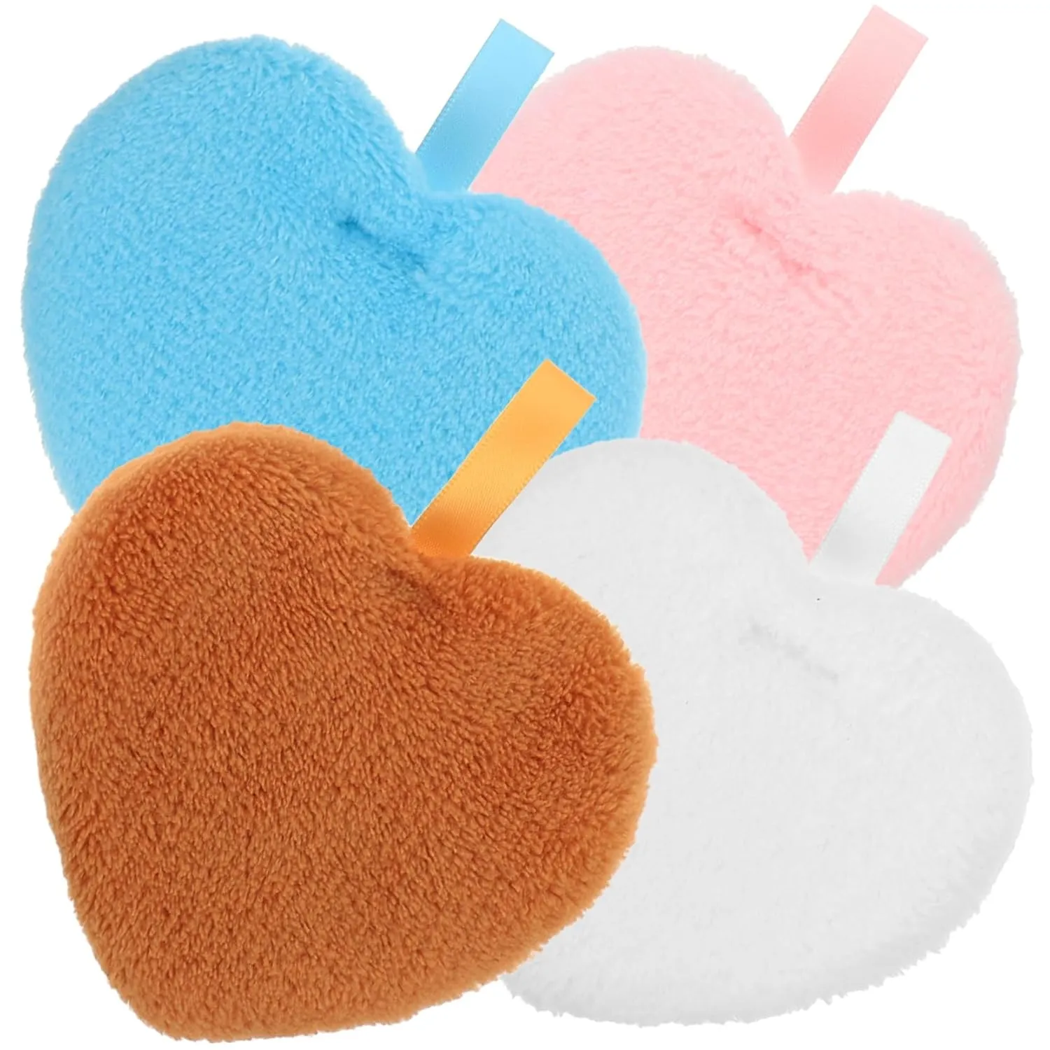Cosmetic Heart-shaped 4pcs Makeup Remover Puff Cotton Loose Portable Breathable for Face