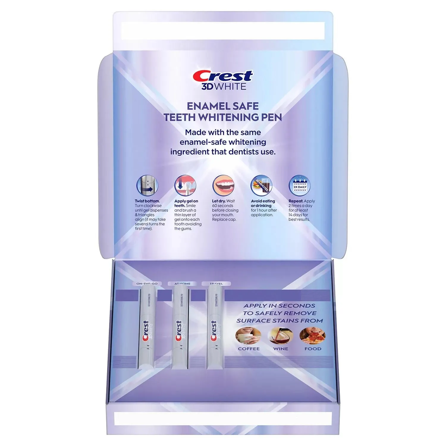 Crest 3DWhite Enamel Safe Teeth Whitening Pens, 0.13 fl. oz., 3 pk.
