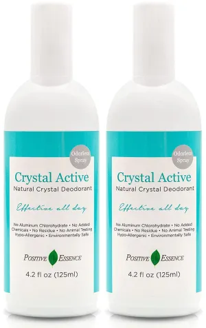 Crystal Deodorant Spray, Natural Long Lasting Thai Crystal Spray Deodorant, No Aluminum Chlorohydrate or Chemicals, Unscented, Odorless Spray Deodorant for Women and Men, 125 ml 4.2 Fl Oz (2-Pack)