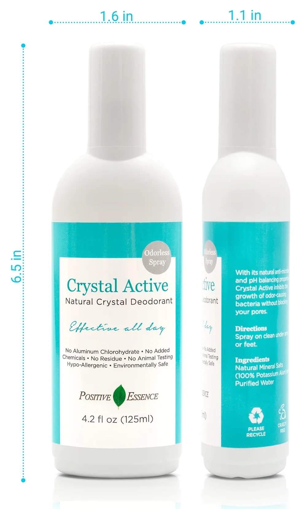 Crystal Deodorant Spray, Natural Long Lasting Thai Crystal Spray Deodorant, No Aluminum Chlorohydrate or Chemicals, Unscented, Odorless Spray Deodorant for Women and Men, 125 ml 4.2 Fl Oz (2-Pack)