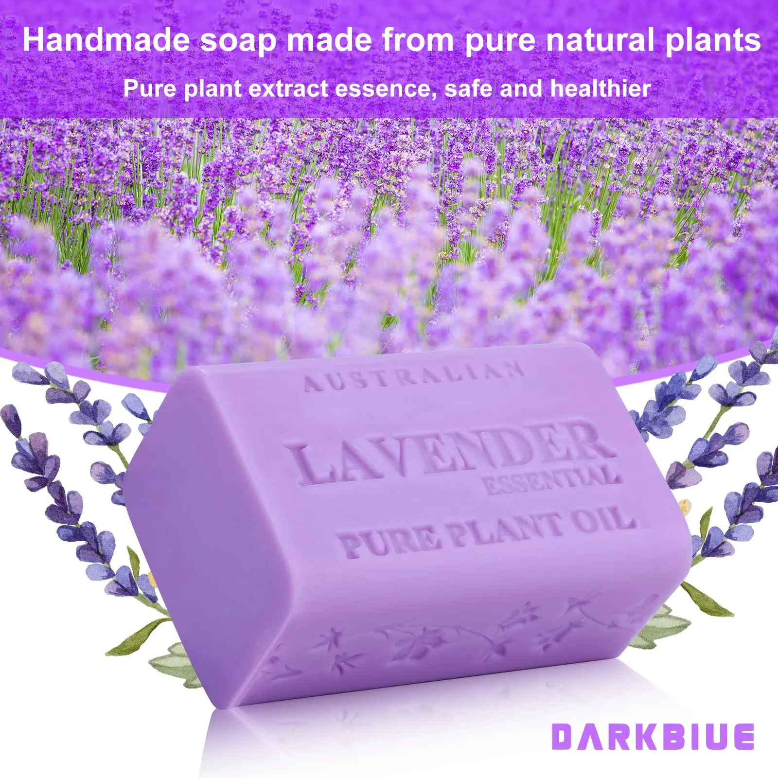 Darkblue-Australian natural soap bar:bath soap bars;body soap bars;great scent(fragrance smell);cleansing well;skin feeling soft;wash hair;shea moisture soap bars;lavender bar soap(Essential Lavender)