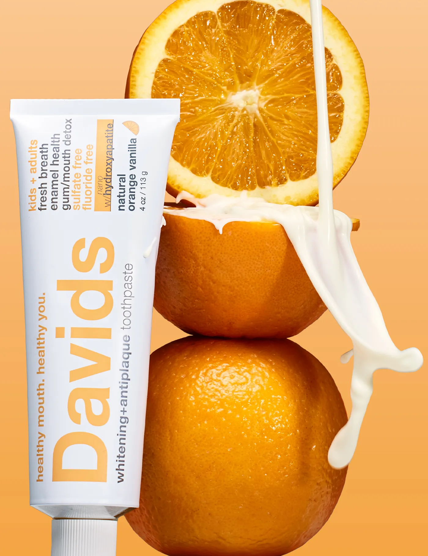 Davids Natural Toothpaste - Davids kids   adults nano-hydroxyapatite premium toothpaste  /  orange vanilla