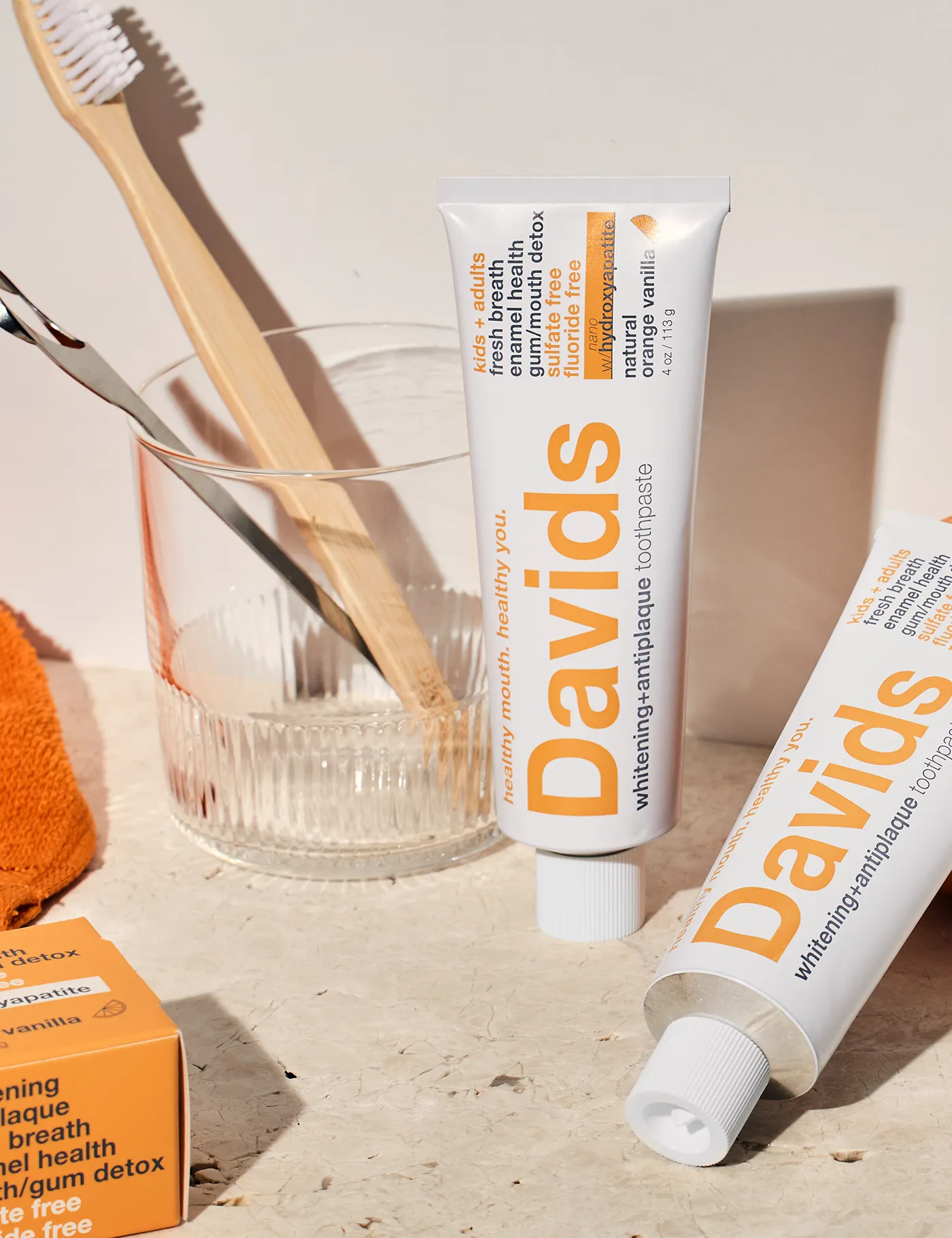 Davids Natural Toothpaste - Davids kids   adults nano-hydroxyapatite premium toothpaste  /  orange vanilla