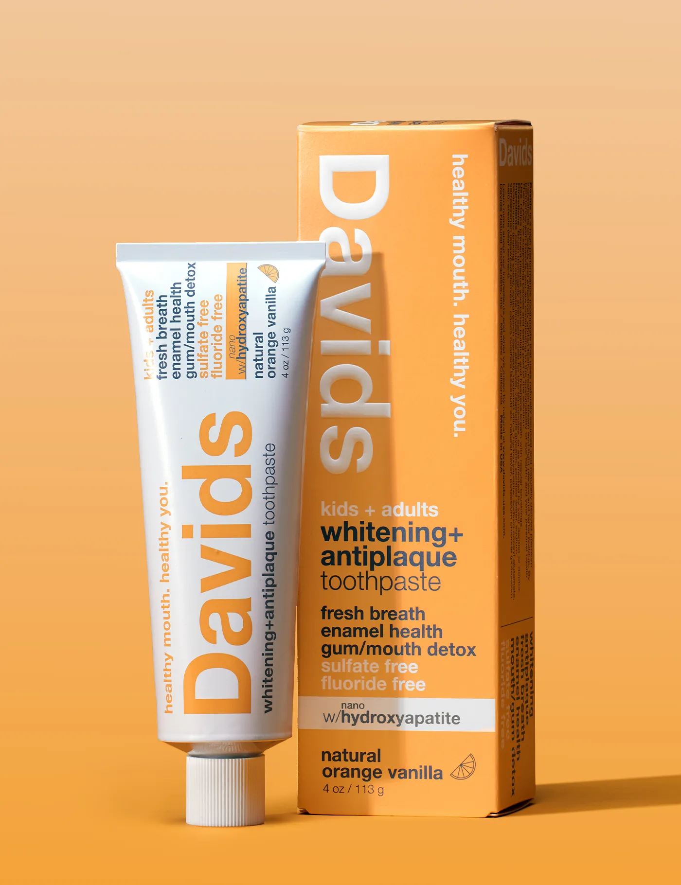 Davids Natural Toothpaste - Davids kids   adults nano-hydroxyapatite premium toothpaste  /  orange vanilla