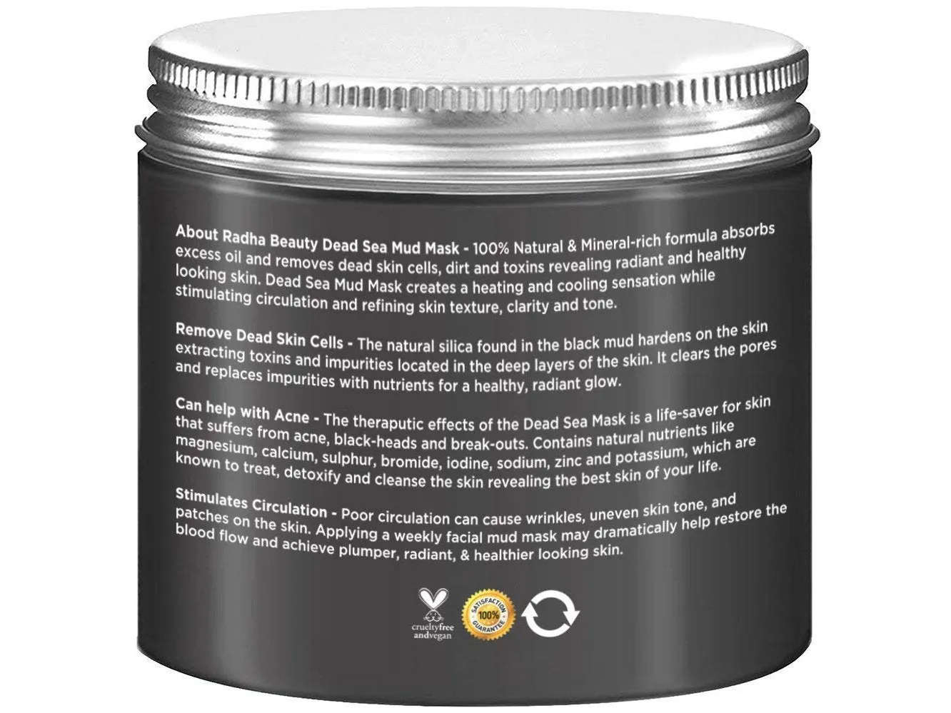 Dead Sea Mud Mask with Bentonite Clay for Face & Body 8.8 oz - 100% Natural, By Radha Beauty.