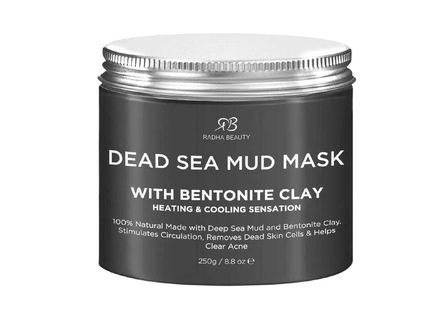 Dead Sea Mud Mask with Bentonite Clay for Face & Body 8.8 oz - 100% Natural, By Radha Beauty.