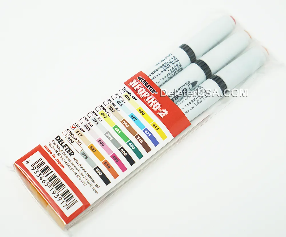 DELETER Neopiko-2 Dual-tipped Alcohol-based Marker - Red Set