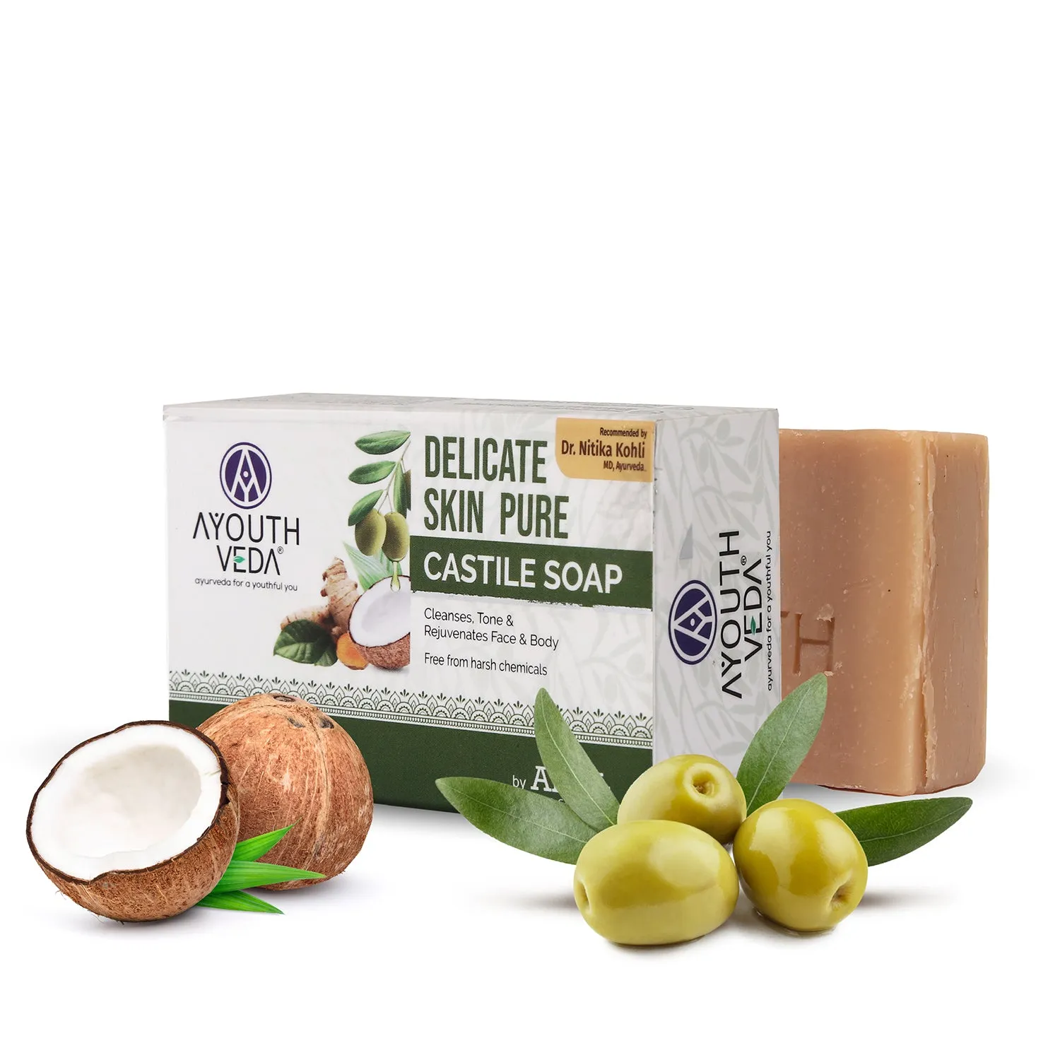 Delicate Skin Pure Handmade Castile Soap With Neem & Tulsi ( Net Qty-110g)