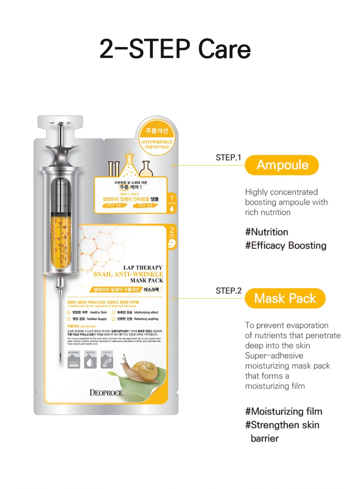 [Deoproce] Lab Therapy 2 Step Mask Pack Snail Anti Wrinkle (25ml*5ea)