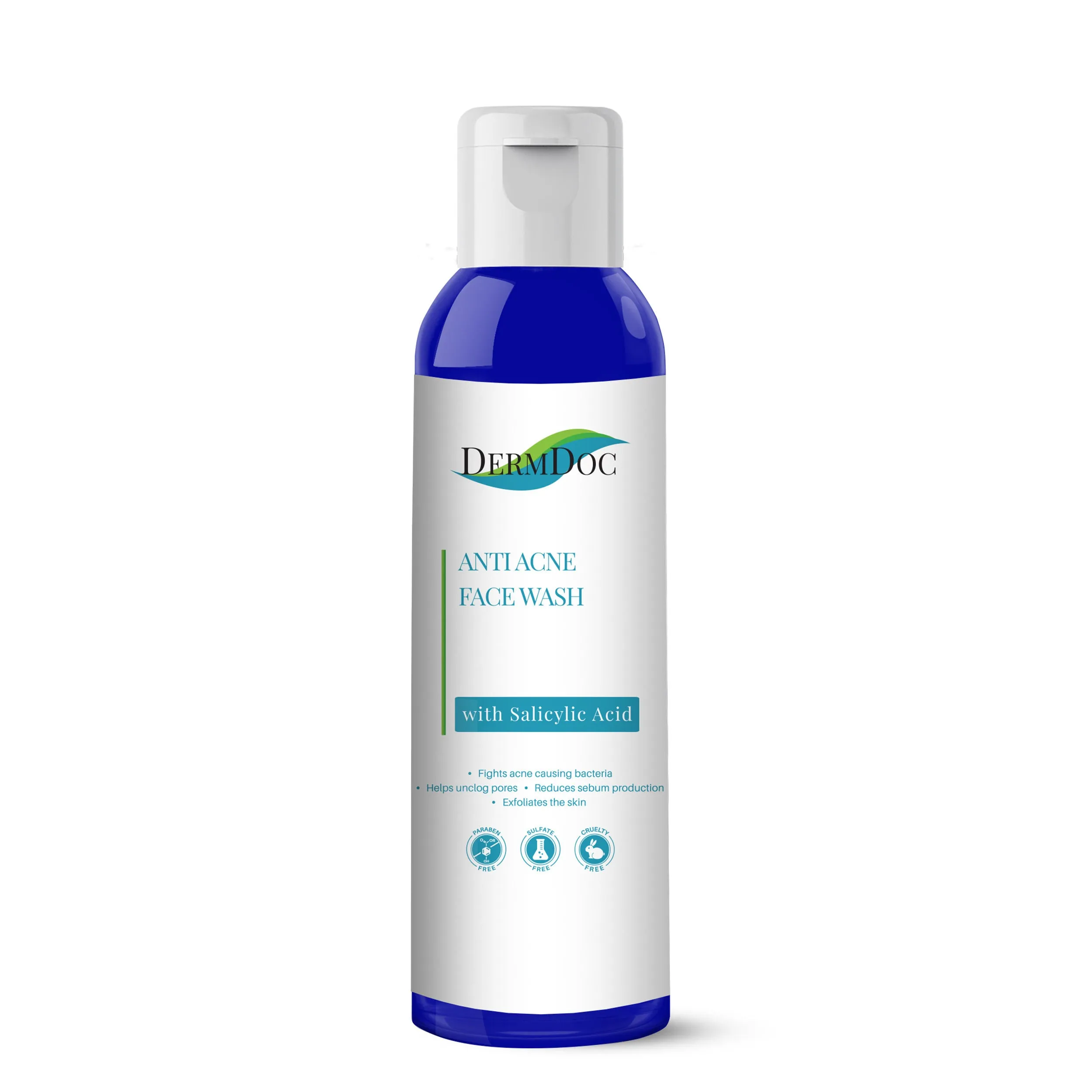 DermDoc Salicylic Acid Face Wash for Acne (200 ml)|For Oily & Acne Prone Skin|Reduces Acne & Blackheads, Regularizes Sebum Production, Evens Skin Texture|Paraben Free, Silicone Free, Sulfate Free, Cruelty Free