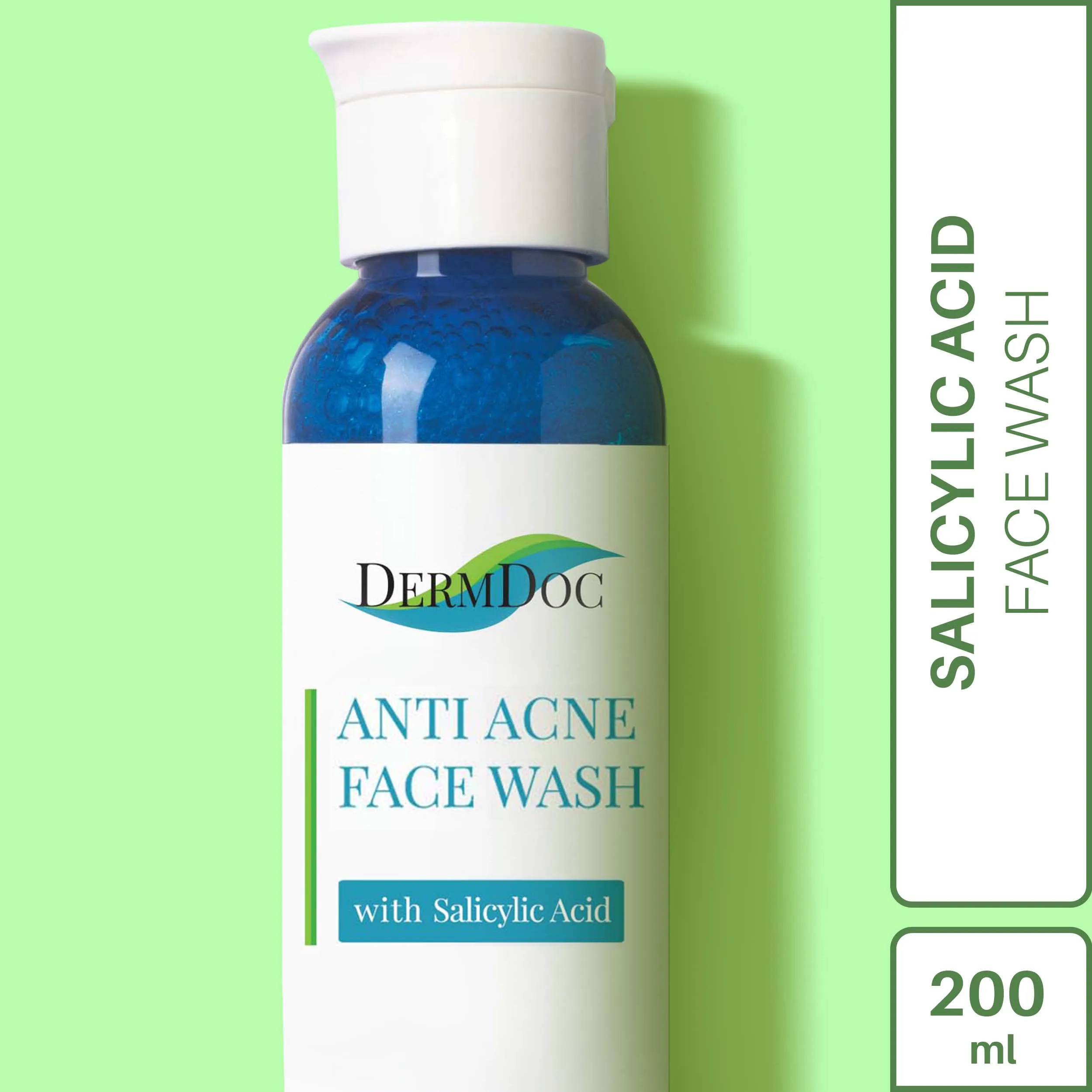 DermDoc Salicylic Acid Face Wash for Acne (200 ml)|For Oily & Acne Prone Skin|Reduces Acne & Blackheads, Regularizes Sebum Production, Evens Skin Texture|Paraben Free, Silicone Free, Sulfate Free, Cruelty Free