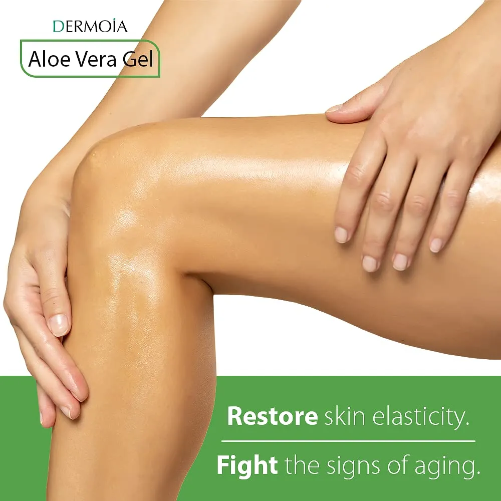 DERMOIA Aloe Vera Gel Body Moisturizer - Sunburn Relief Aloe Vera Gel for Skin with Apple Stem Cell, Cucumber & Violet Hydrosol - Hydrating Facial Moisturizer for Dry Skin - Scalp Moisturizer 16oz