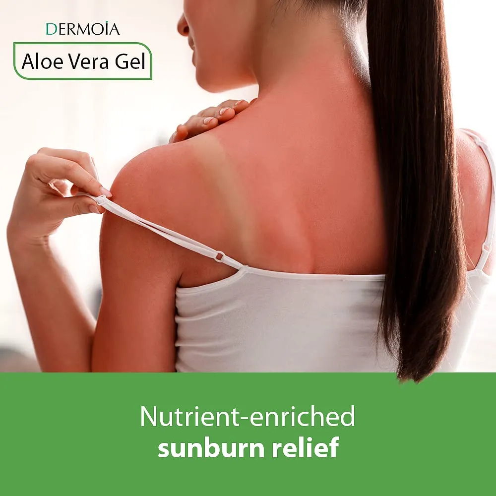 DERMOIA Aloe Vera Gel Body Moisturizer - Sunburn Relief Aloe Vera Gel for Skin with Apple Stem Cell, Cucumber & Violet Hydrosol - Hydrating Facial Moisturizer for Dry Skin - Scalp Moisturizer 16oz