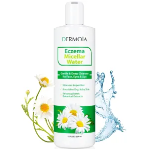 DERMOIA Eczema Micellar Water - Gentle Facial Cleanser & Makeup Remover for Dry & Itchy Skin - Hydrating Micellar Cleansing Water with Soothing Colloidal Oatmeal & Cucumber (12 fl oz)