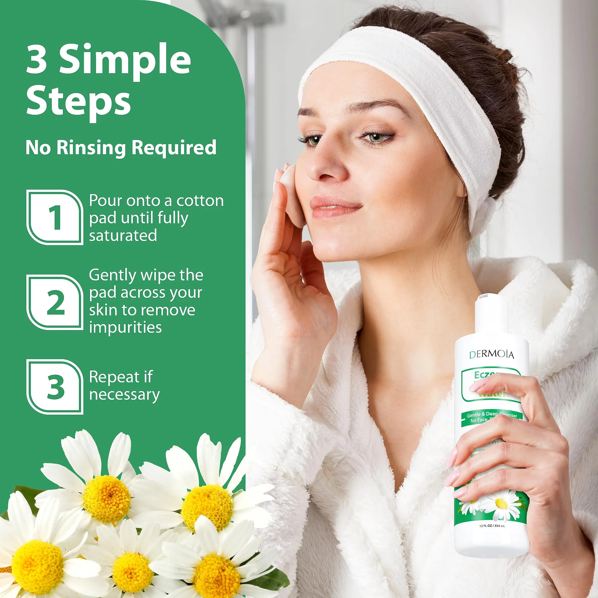 DERMOIA Eczema Micellar Water - Gentle Facial Cleanser & Makeup Remover for Dry & Itchy Skin - Hydrating Micellar Cleansing Water with Soothing Colloidal Oatmeal & Cucumber (12 fl oz)