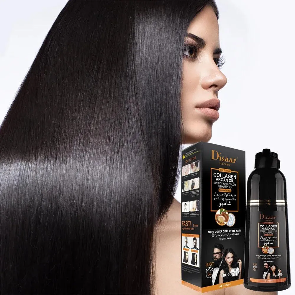Disaar Collagen Argan Oil Speedy Hair Color Natural Black Shampoo - 400ml
