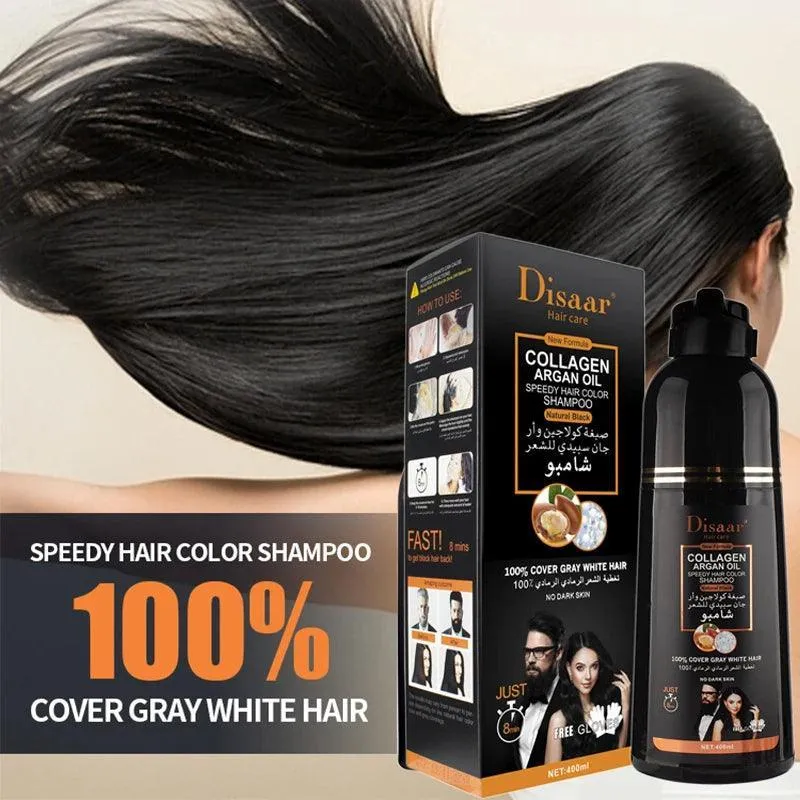 Disaar Collagen Argan Oil Speedy Hair Color Natural Black Shampoo - 400ml