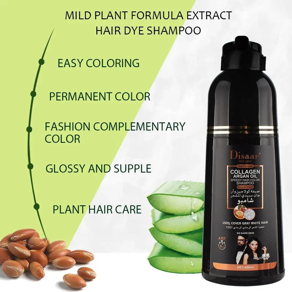 Disaar Collagen Argan Oil Speedy Hair Color Natural Black Shampoo - 400ml