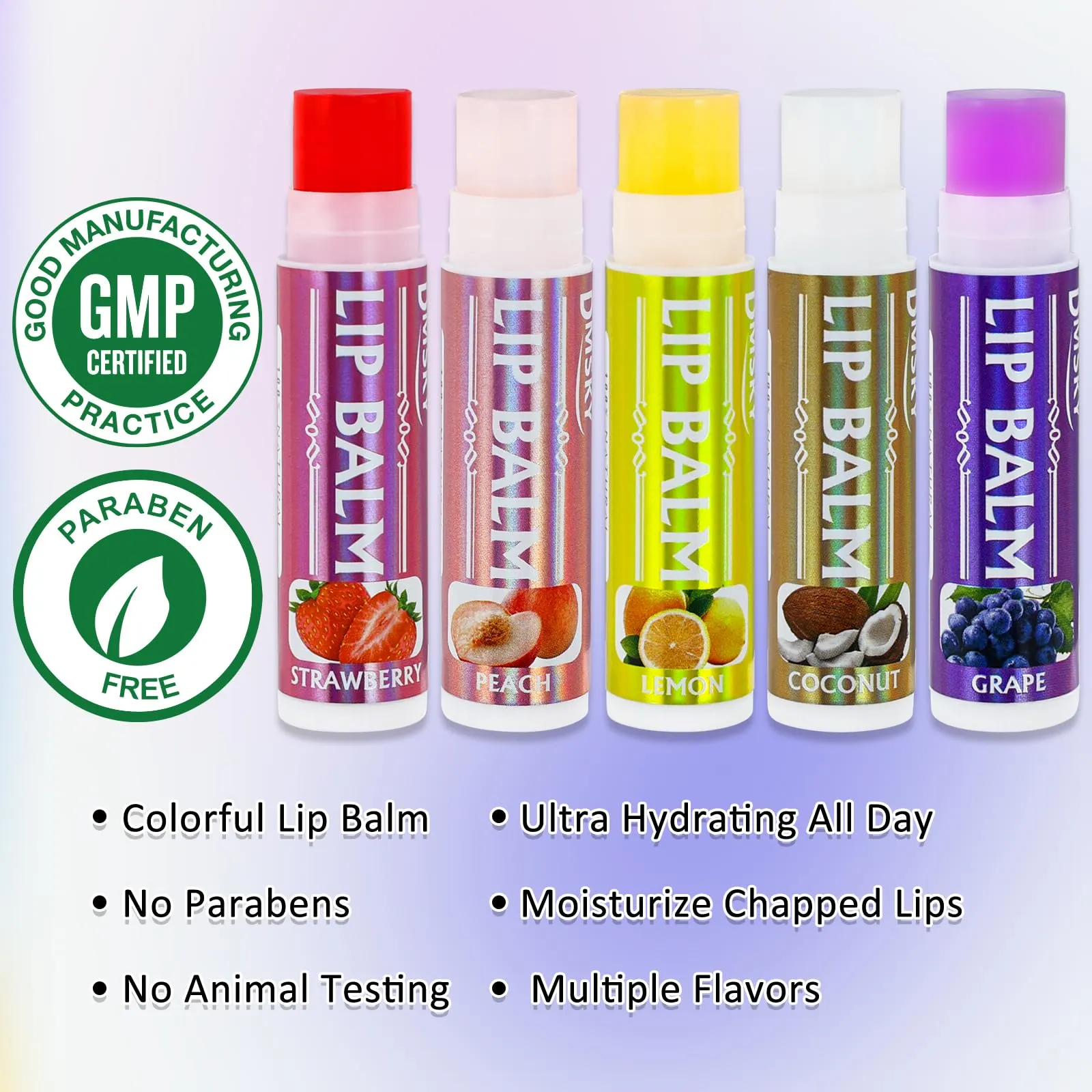 Dmsky Lip Balm 30 Pack, Colorful Lip Balm Bulk with Vitamin E and Coconut Oi, Hydrating Moisturizing Lip Balm Set for Men Women- 15 Flavors