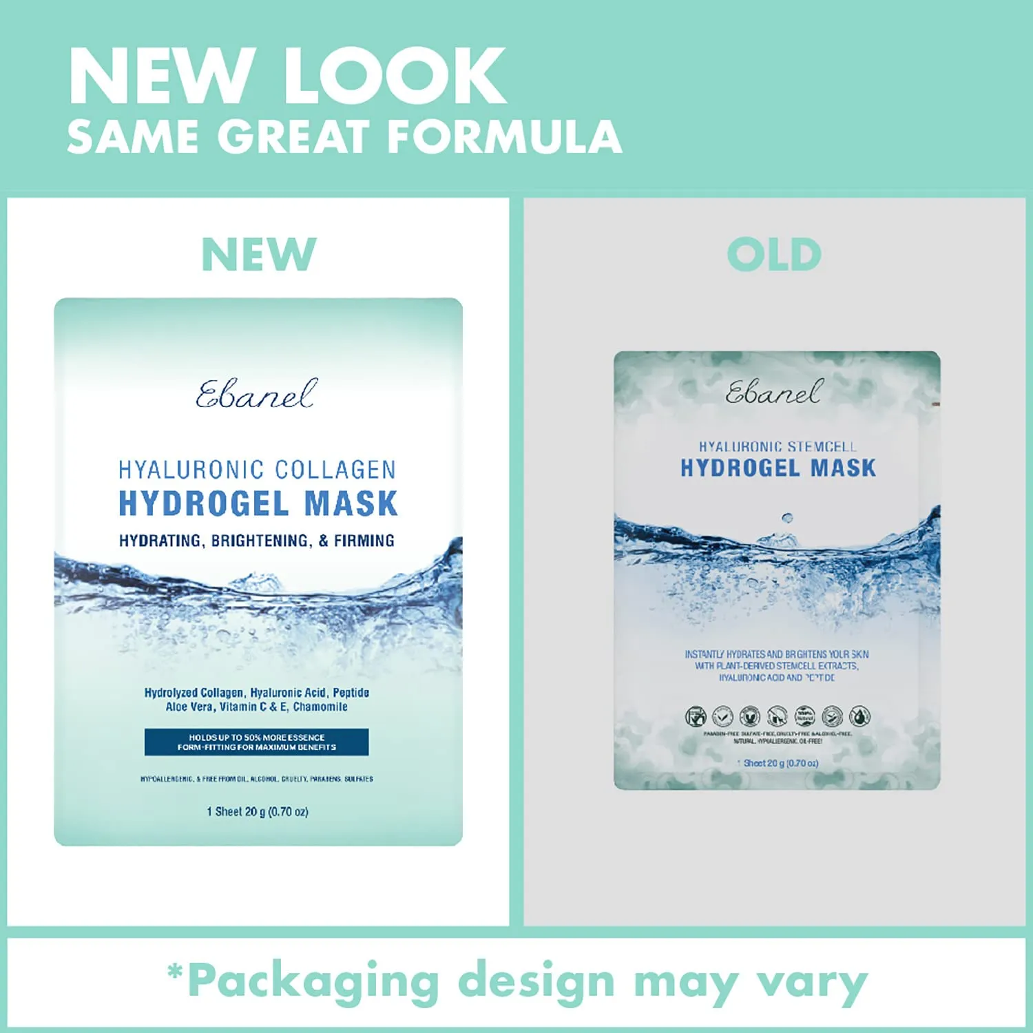 Ebanel 10-Pack Hydrogel Collagen Mask for Face, Instant Brightening Hydrating Face Mask Sheet Mask for Firming, Lifting Anti Aging Anti Wrinkle with Hyaluronic Acid, Peptide, Aloe Vera, Vitamin C & E