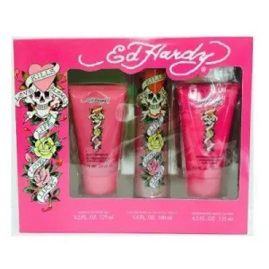 Ed Hardy Love Kills Slowly 3 Piece Set, 50ml Eau De Parfum, 90ml Shower Gel, 90ml Body Lotion