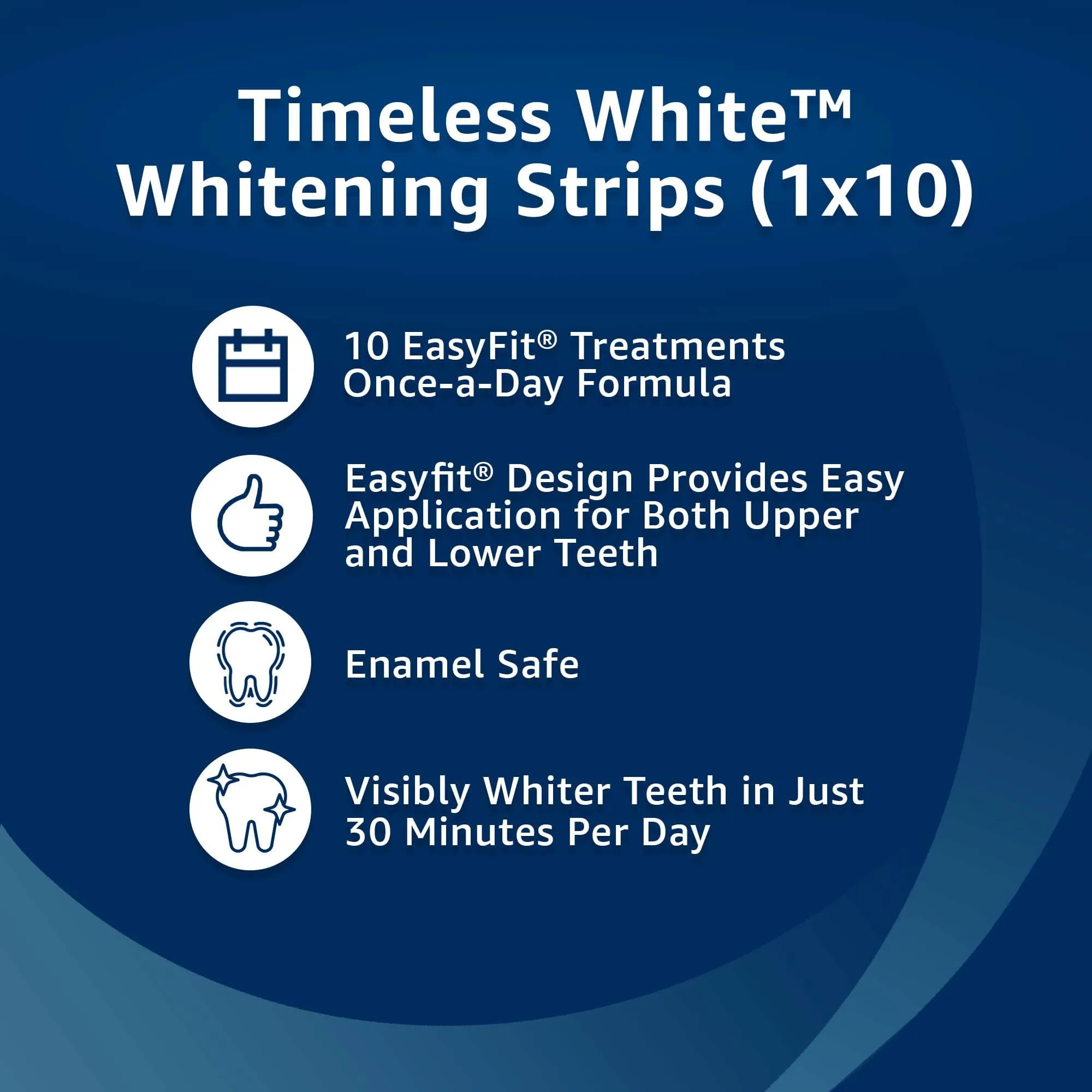 Equate Timeless White Whitening Strips, Enamel-Safe, 20 Whitening Strips (10 Treatments)
