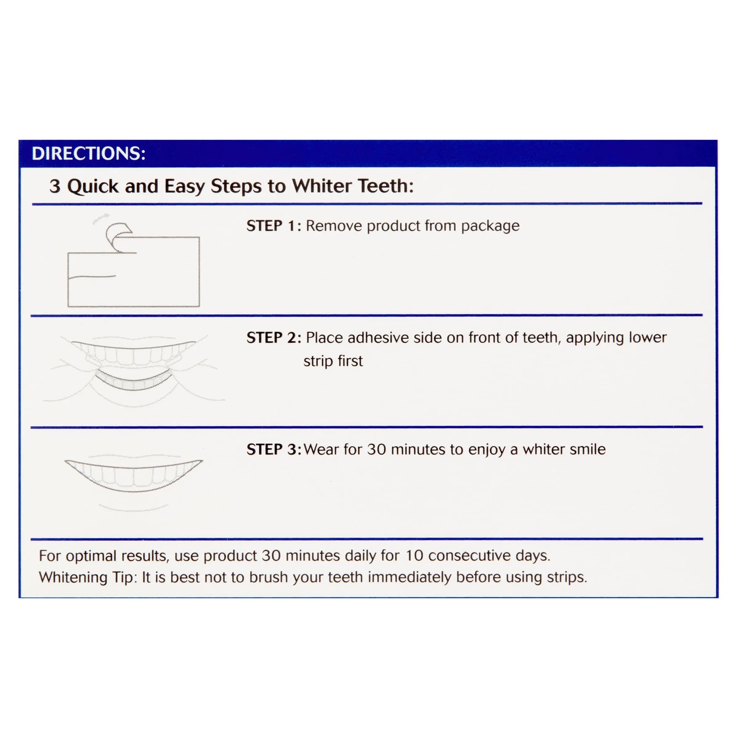 Equate Timeless White Whitening Strips, Enamel-Safe, 20 Whitening Strips (10 Treatments)