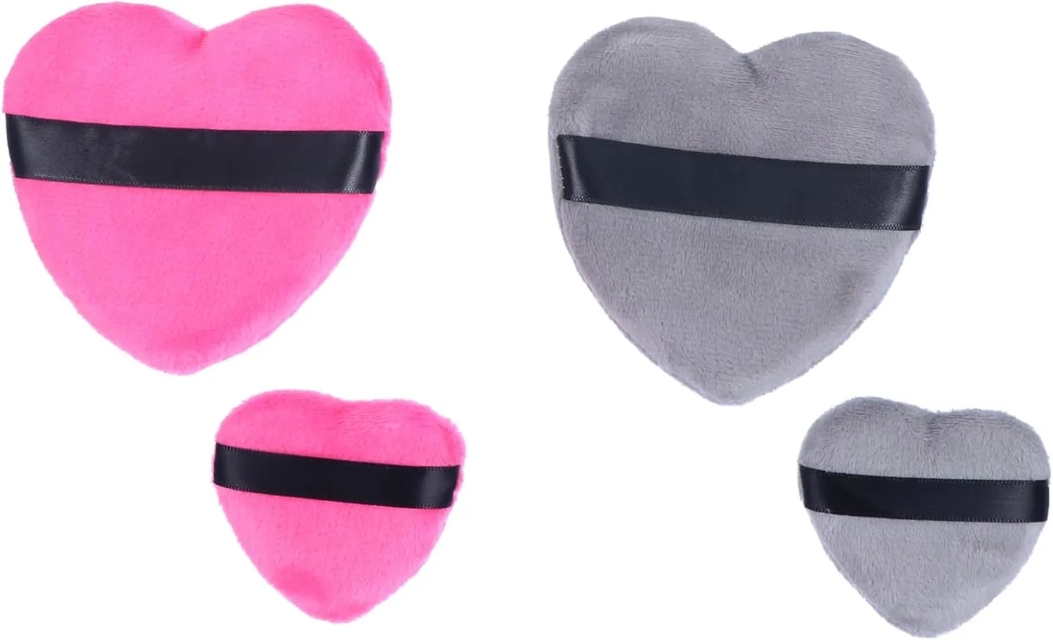 ERINGOGO 4Pcs Heart Shape Cotton Powder Puff Fluffy Makeup Tool for Foundation Blusher and Highlighter Includes and Colors with Strap for Easy Application