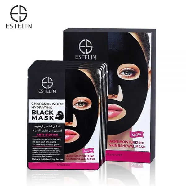 Estelin Charcoal White Hydrating Black  Mask - 5PCS-Mask ES0017