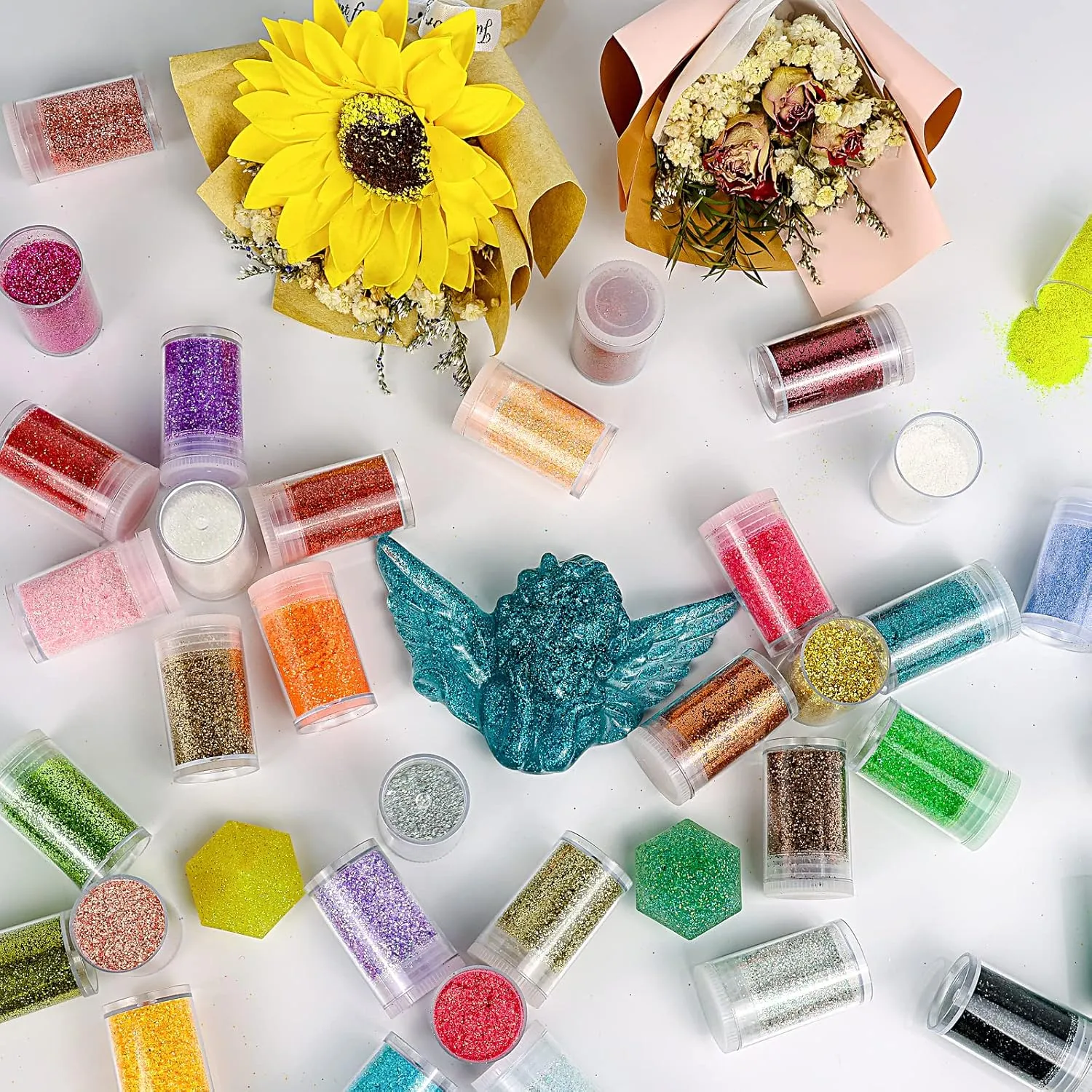 Extra Fine Glitter, Set of 36 Colors Holographic Cosmetic Glitter, Body Nail Arts Face Hair Eye Lip Gloss Makeup, Slime, Tumbler and Epoxy Resin Crafts Loose Powder Shaker