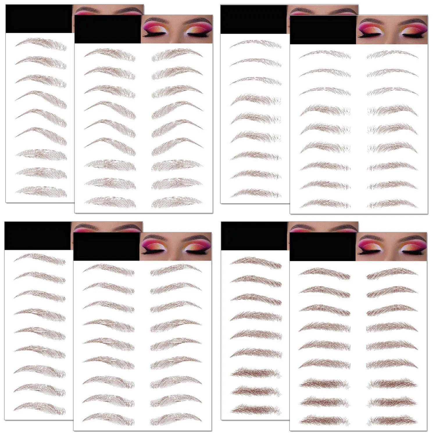 Eyebrow Tattoo Stickers 78 Pairs, 8 Sheets Eyebrow Temporary Tattoo Peel Off Sticker Waterproof 6D Hair-Like False Instant Transfer False Brows Makeup for Women, Girls | Natural Strokes, Shaping