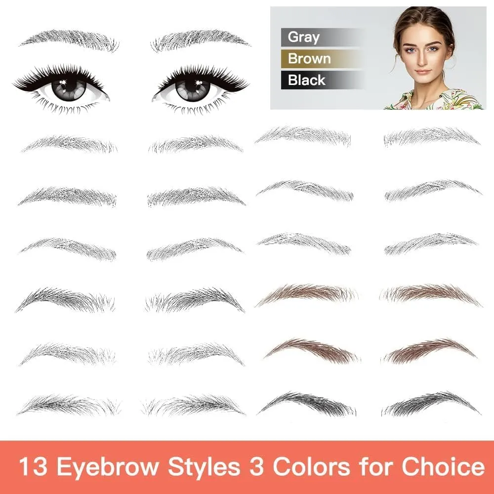 Eyebrow Tattoo Stickers 78 Pairs, 8 Sheets Eyebrow Temporary Tattoo Peel Off Sticker Waterproof 6D Hair-Like False Instant Transfer False Brows Makeup for Women, Girls | Natural Strokes, Shaping