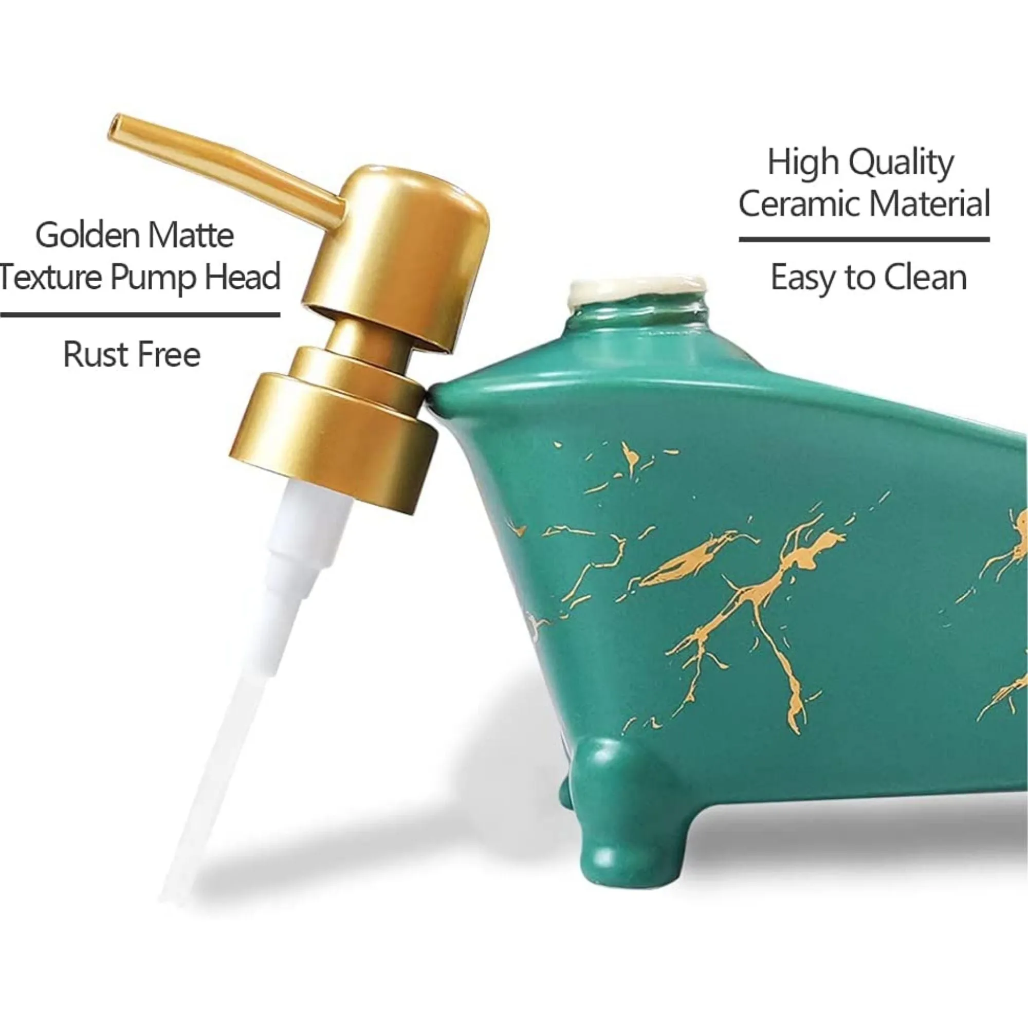 FabSeasons Green Ceramic Soap Dispenser, 415ML