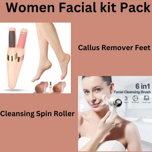 Facial Cleansing Spin Roller & Electric Callus Remover Feet Pack