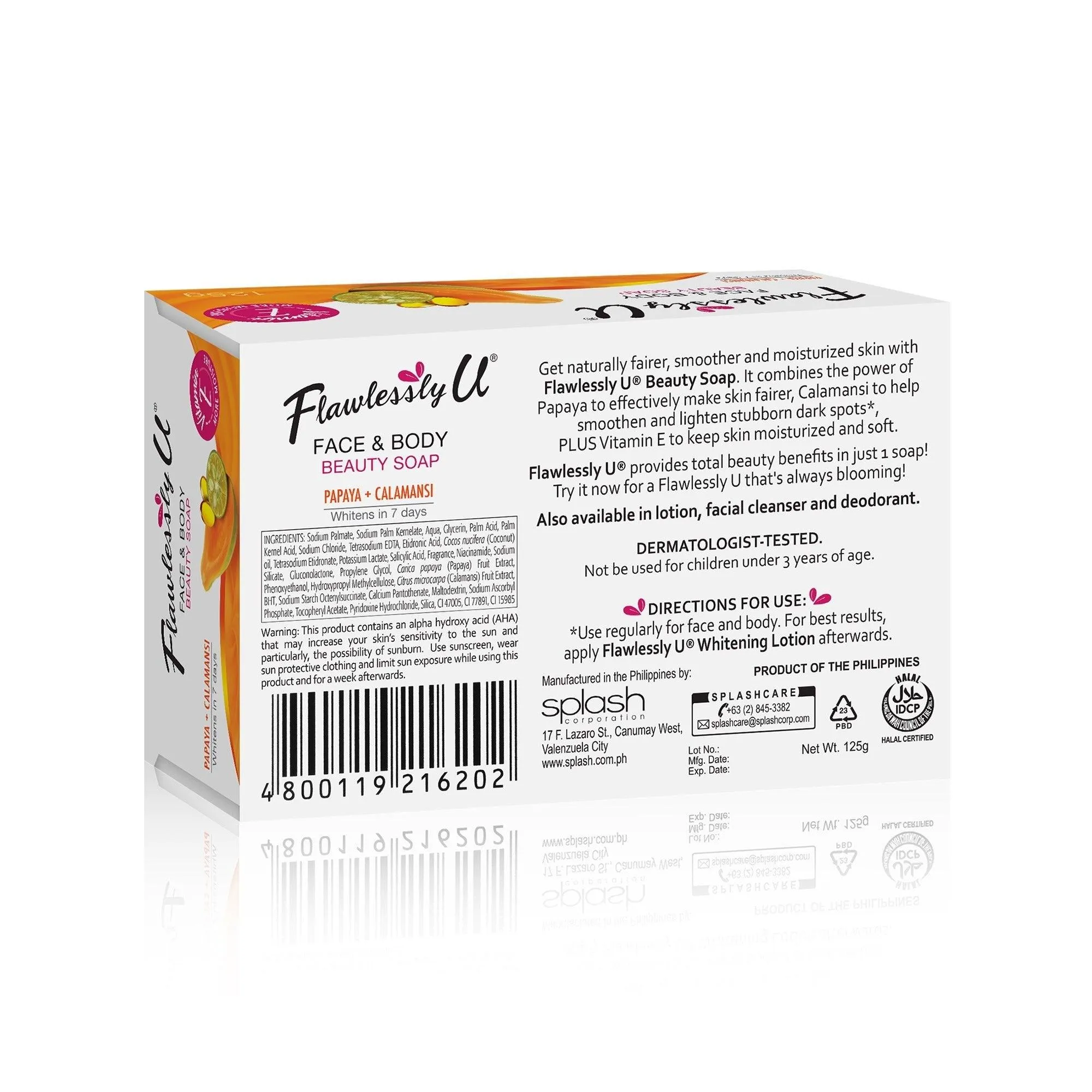 Flawlessly U Papaya   Calamansi Face & Body Beauty Soap - 125g