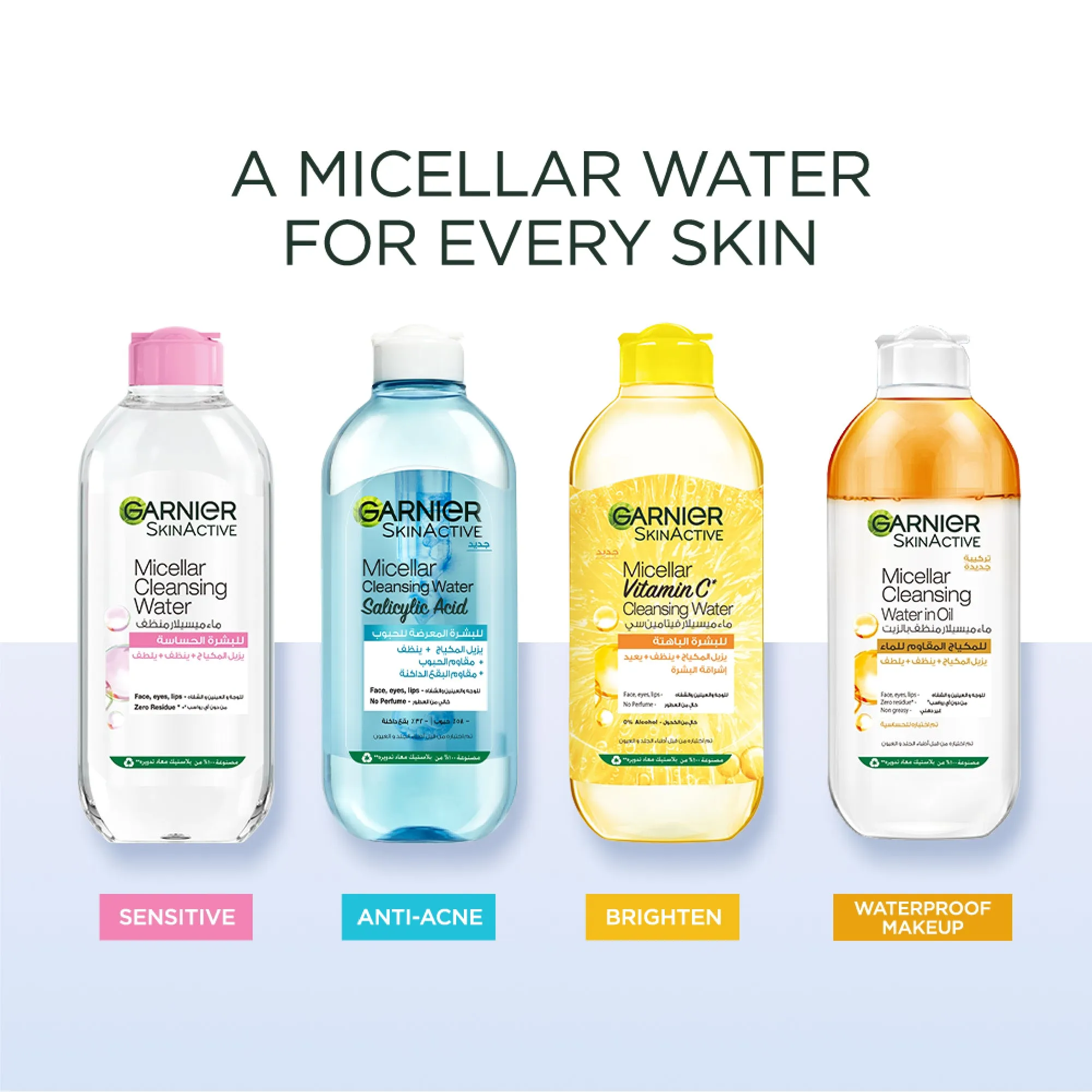 Garnier Vitamin C Micellar Water Facial Brightening Cleanser and Makeup Remover 100ML